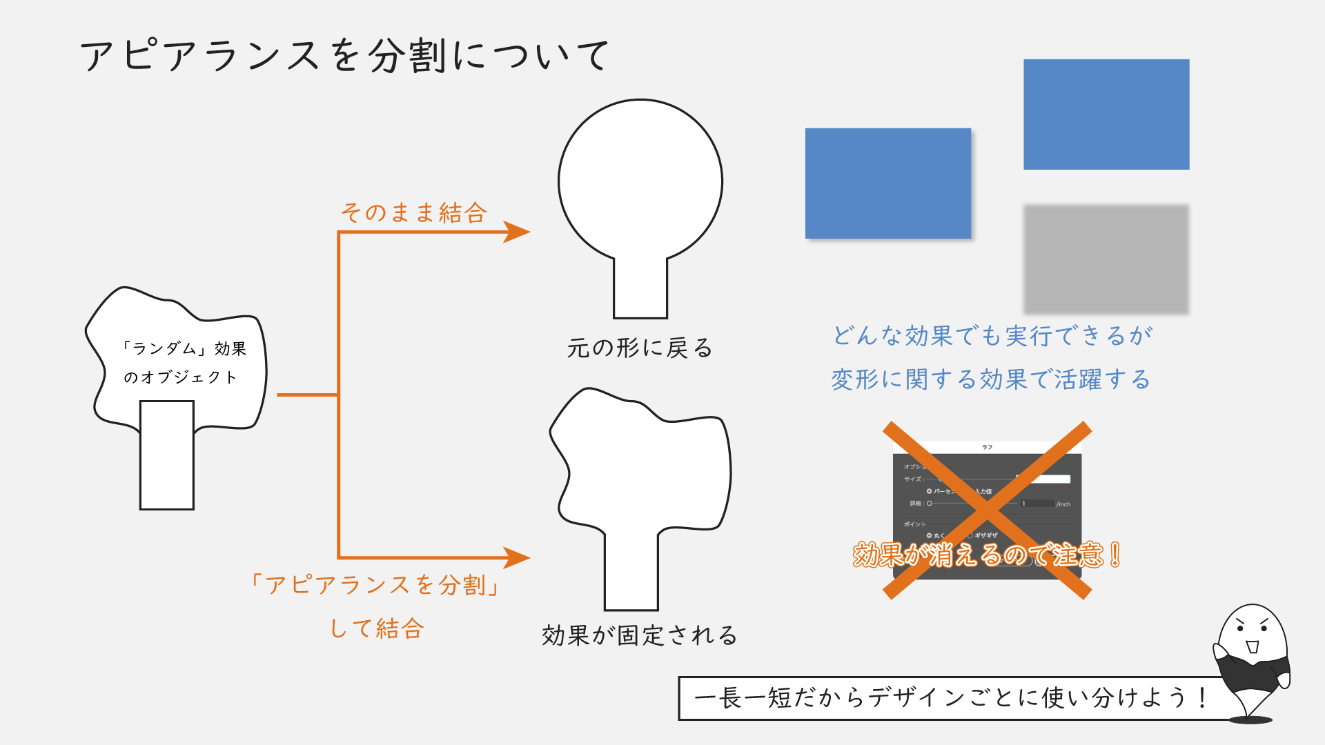 アピアランスを分割について