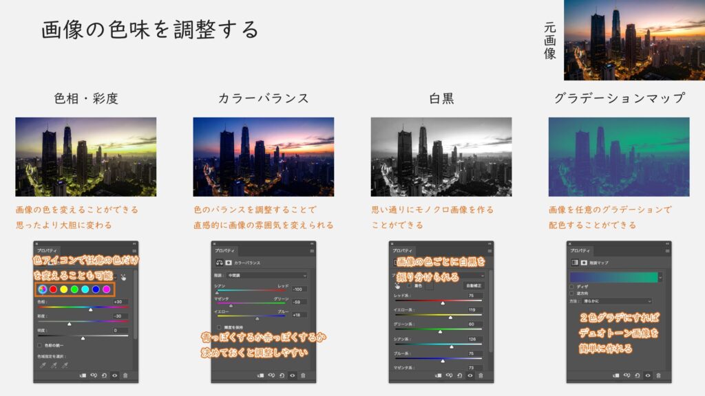 画像の色味を調整する